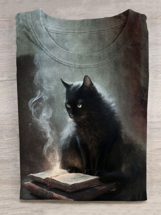 Unisex Halloween Cat Art Print Unisex Tee