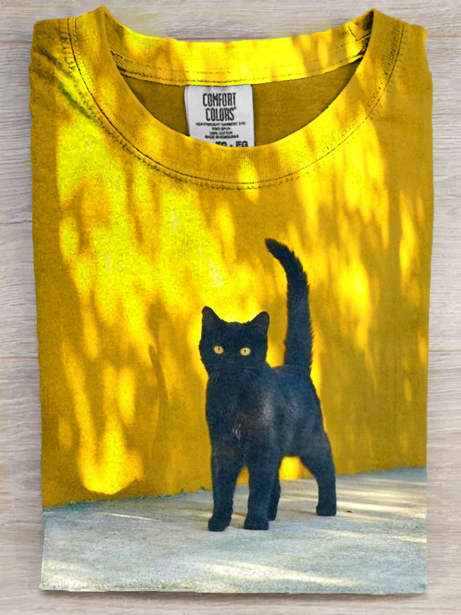 Black Cat Art Print Unisex Tee