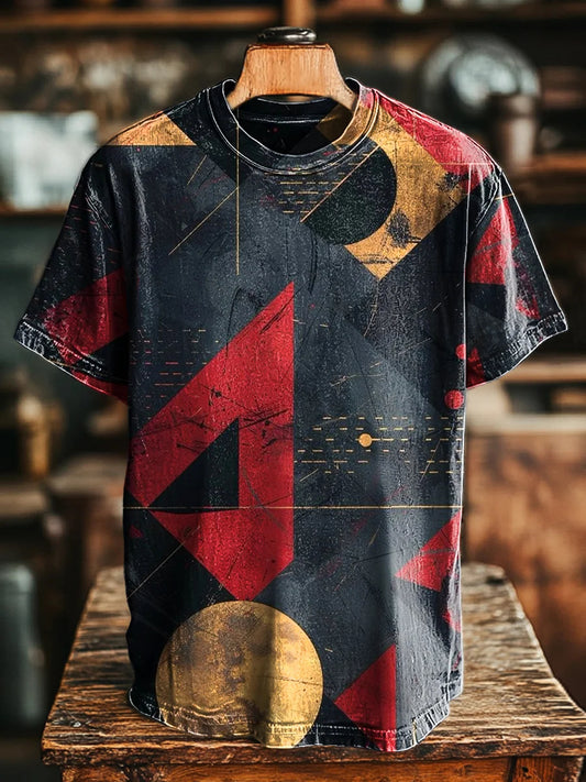 Unisex Retro Irregular Geometric Print Tee