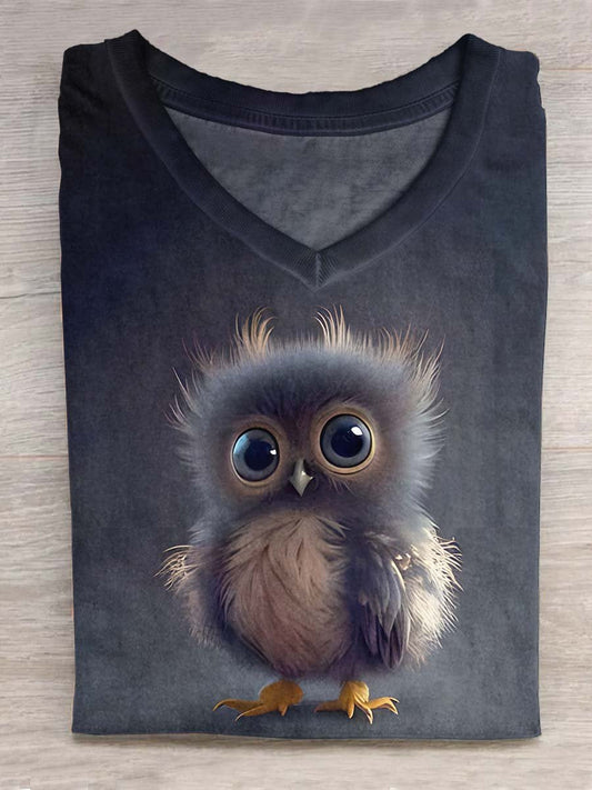 Funny Cute Owl Art Print Casual Unisex Tee