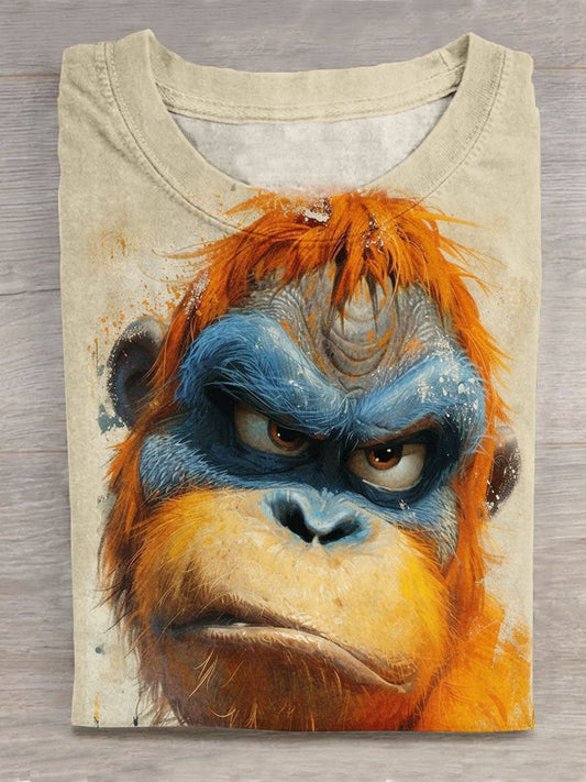 Funny  Monkey Art Pattern Print Casual Unisex Tee