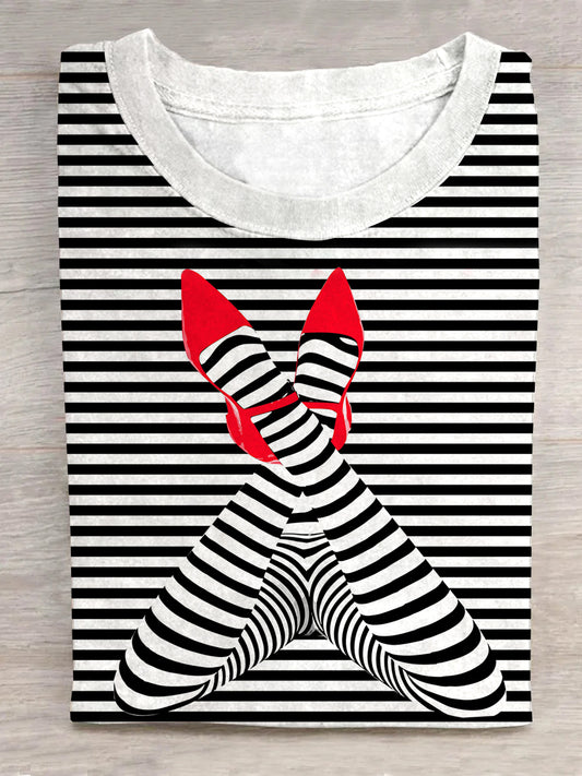 Stripes and Red High Heels Unisex Tee
