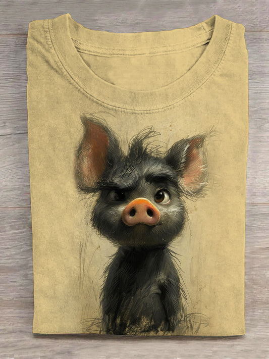 Cute Little Black Pig Unisex Tee