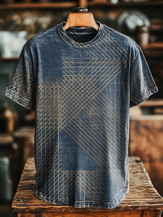 Unisex Retro Line Geometric Casual Tee