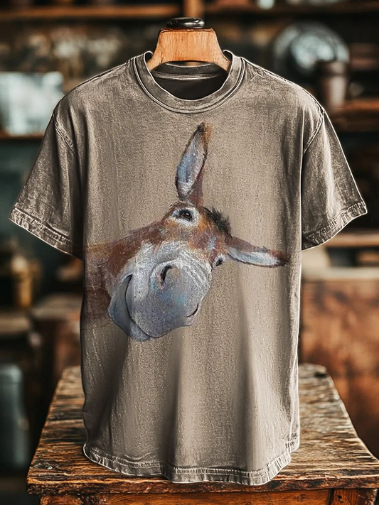 Unisex Fun Horse Face Print Casual Tee