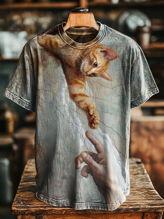 Unisex Fun Cat Print Casual Tee