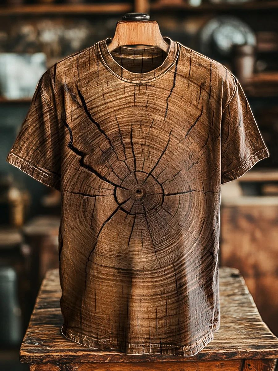 Unisex Vintage Tree Wheel of the Year Print Casual Tee
