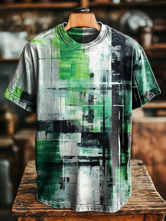 Unisex Retro Abstract Geometric Print Casual Tee
