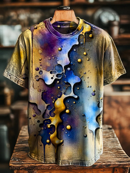 Unisex Vintage Abstract 3D Ink Art Print Casual Loose Tee