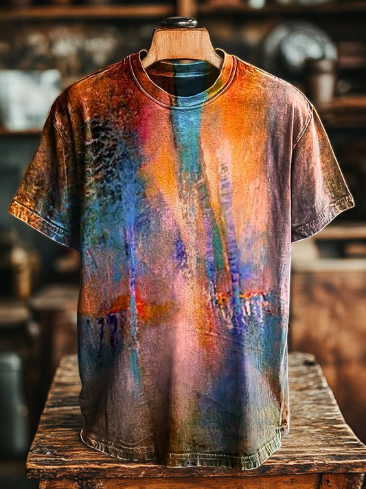 Unisex Vintage Abstract Art Print Casual Loose Tee