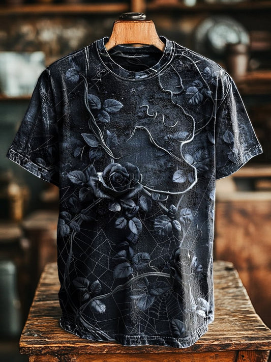Unisex Retro 3D Floral Printed Casual Loose Tee