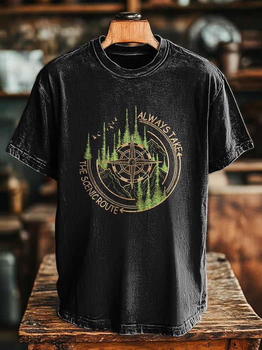 Unisex Vintage Camping Travel Graphic Printed Casual Loose Tee