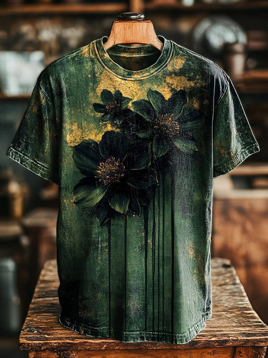 Unisex Vintage Abstract Floral Casual Loose Tee