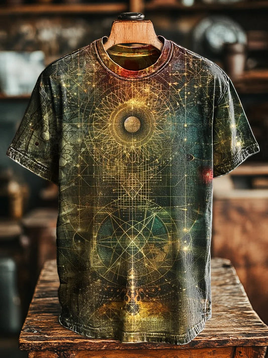Unisex Vintage Mystic Divination Print Casual Loose Tee