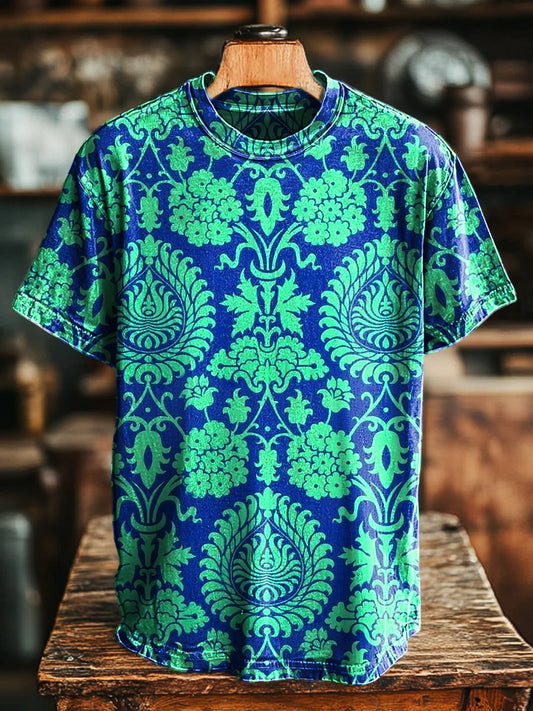 Unisex Vintage Symmetrical Floral Print  Tee