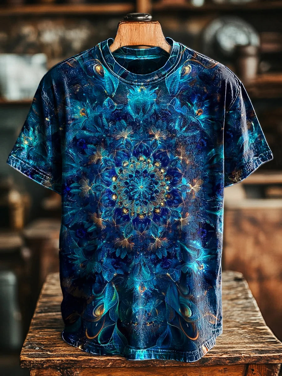 Unisex Vintage Mandala Design Printed Casual Tee