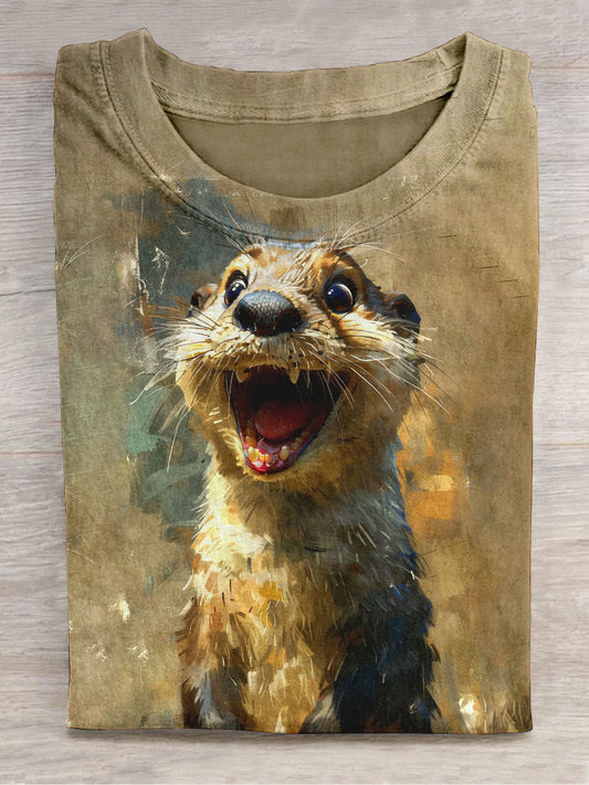 Cute Sea Otter Abstract Print Design Unisex Tee