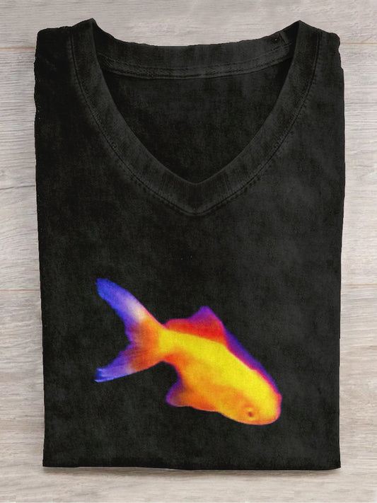 Fish Art Print V-Neck Unisex Tee