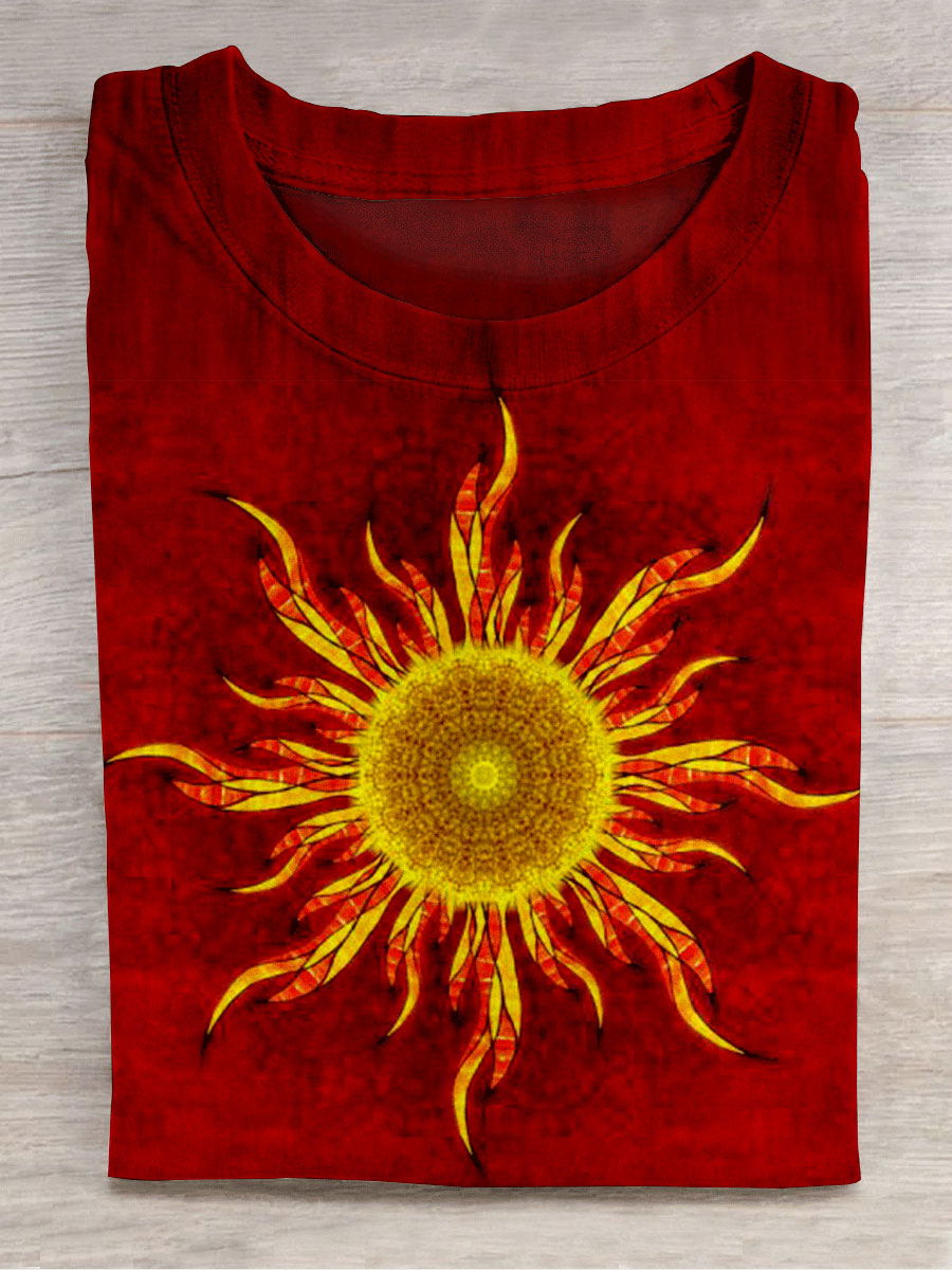 Sun God Oil Painting Abstract Print Design Unisex Tee