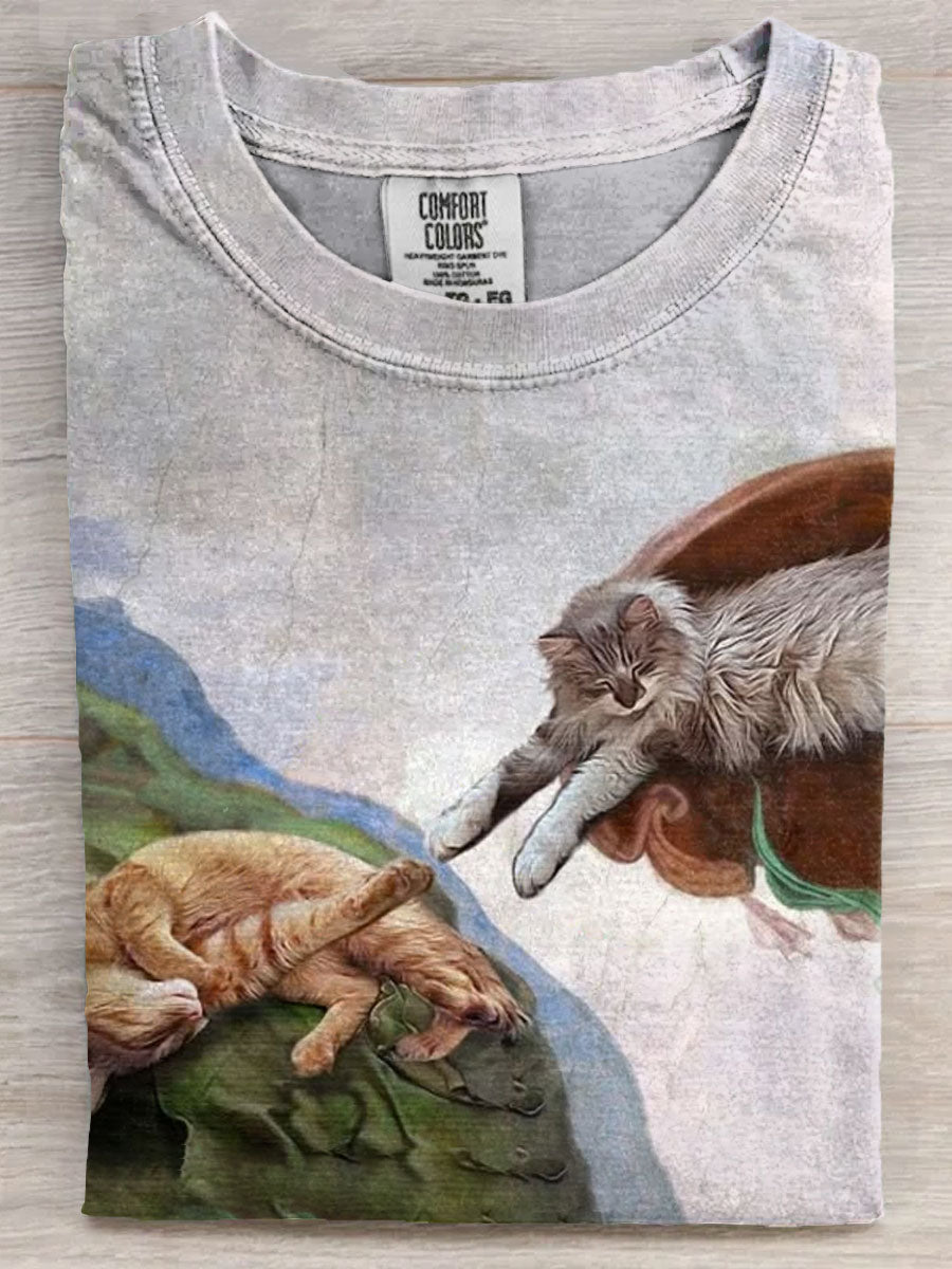 Funny Cat Vintage Print Unisex Tee