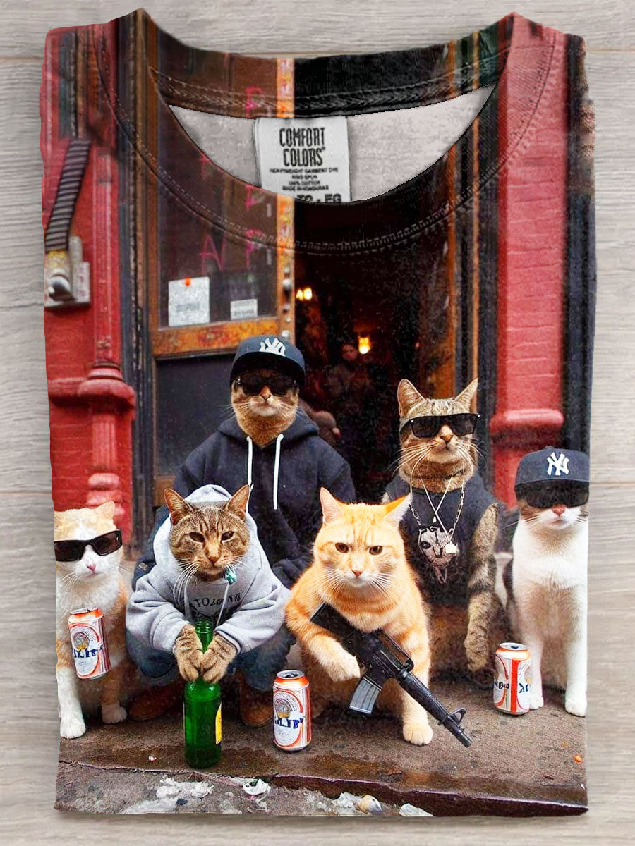 Funny Gangster Cats Art Print Unisex Tee