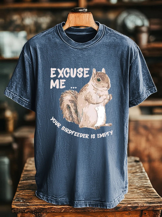 Unisex Vintage Squirrel Print Casual Loose Tee