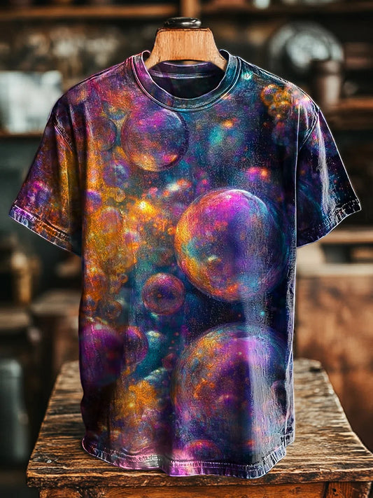 Unisex Vintage Colorful Ball Print Casual Loose Tee