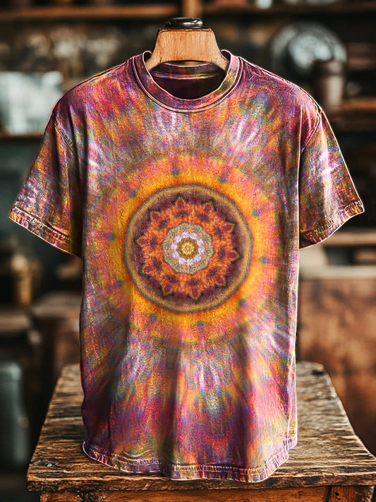 Unisex Vintage Colorful Mandala Print Casual Loose Tee