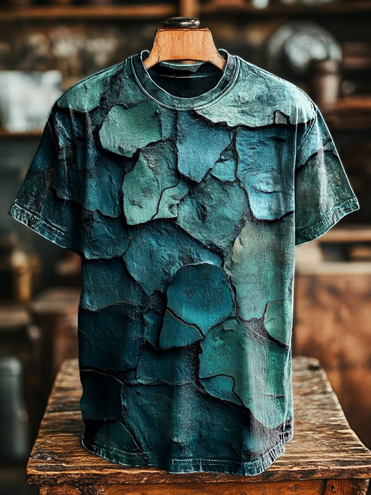 Unisex Retro 3D Textured Printed Casual Loose Tee