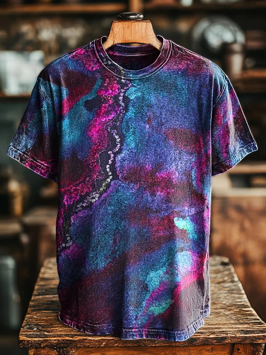 Unisex Vintage Abstract Textured Print  Tee