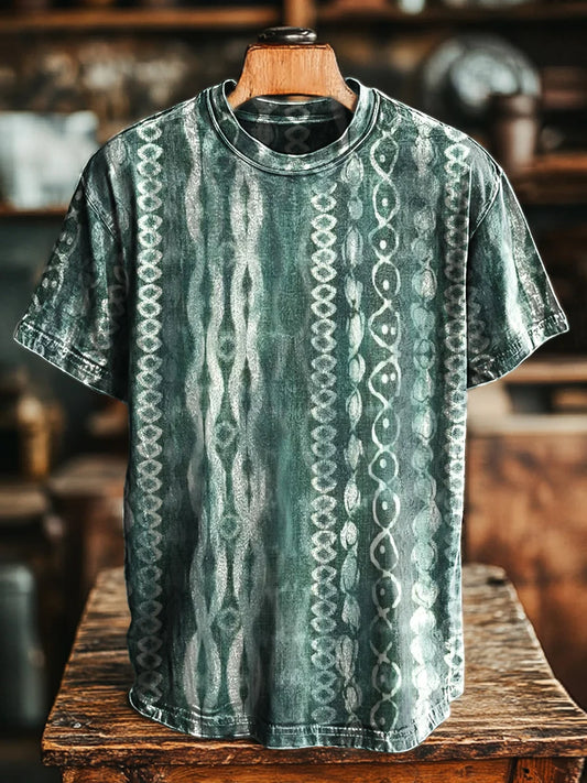 Unisex Vintage Abstract Line Stripe Casual Loose Tee