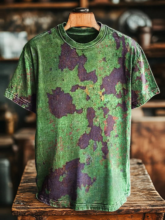 Unisex Vintage Rust Mottled Print Casual Loose Tee