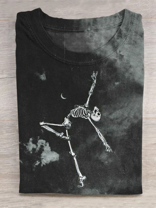 Midnight Skeleton Ballet Dancer Art Printed Unisex Tee