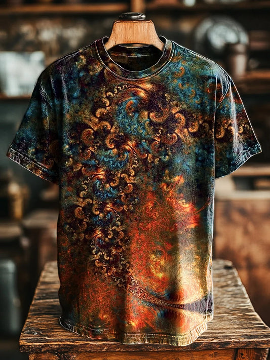 Unisex Vintage Abstract Psychedelic Print Casual Loose Tee