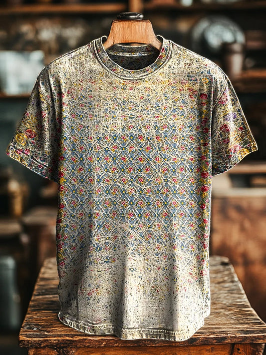 Unisex Retro Ethnic Geometric Printed Casual Loose Tee