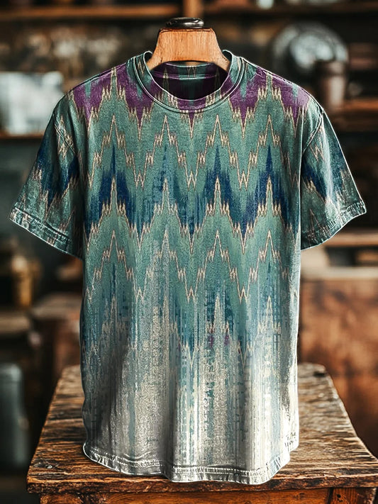 Unisex Vintage Abstract Line Geometric Print Casual Loose Tee