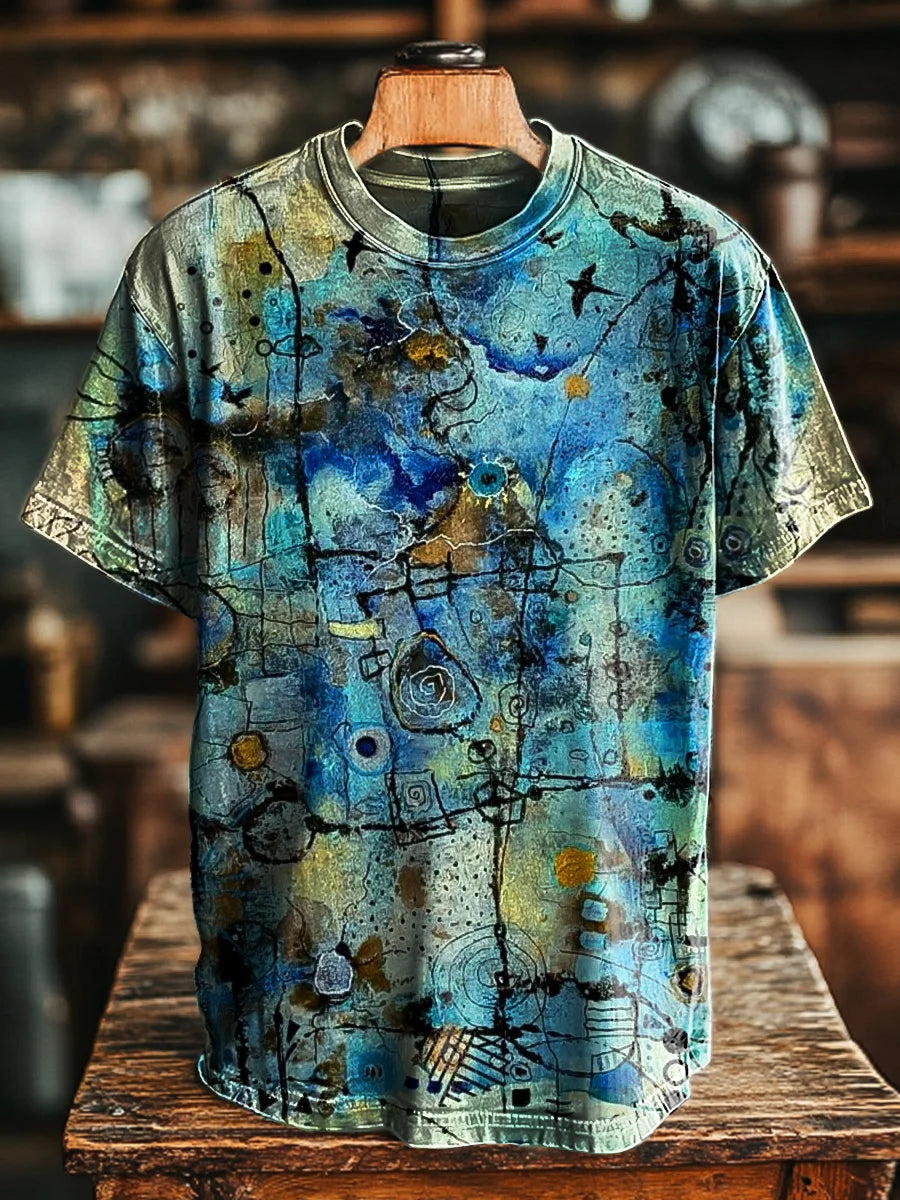 Unisex Vintage Abstract Graffiti Print Casual Loose Tee