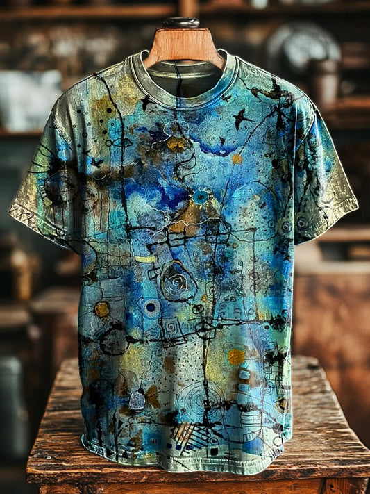 Unisex Vintage Abstract Graffiti Print Casual Loose Tee