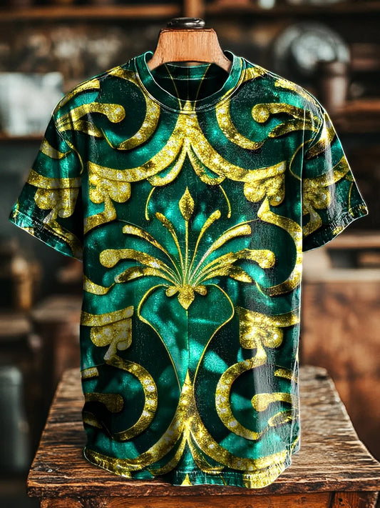 Unisex Vintage Symmetrical Totem Print Casual Loose Tee