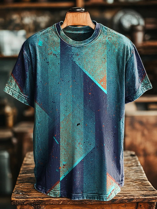 Unisex Vintage Abstract Geometric Print Casual Loose Tee