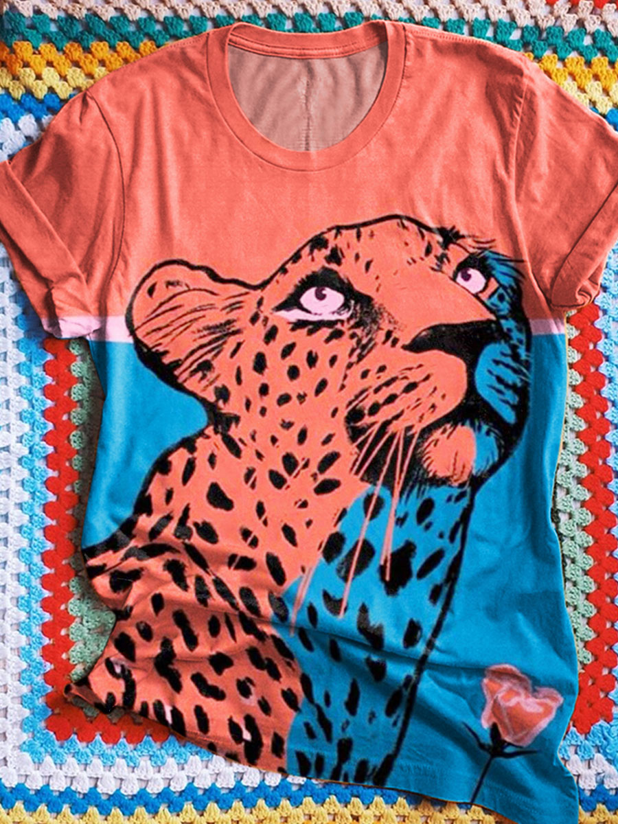 Unisex Leopard Art Print Casual  Tee