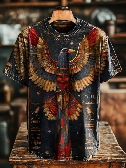 Unisex Vintage Flying Bird Art Print Casual Tee