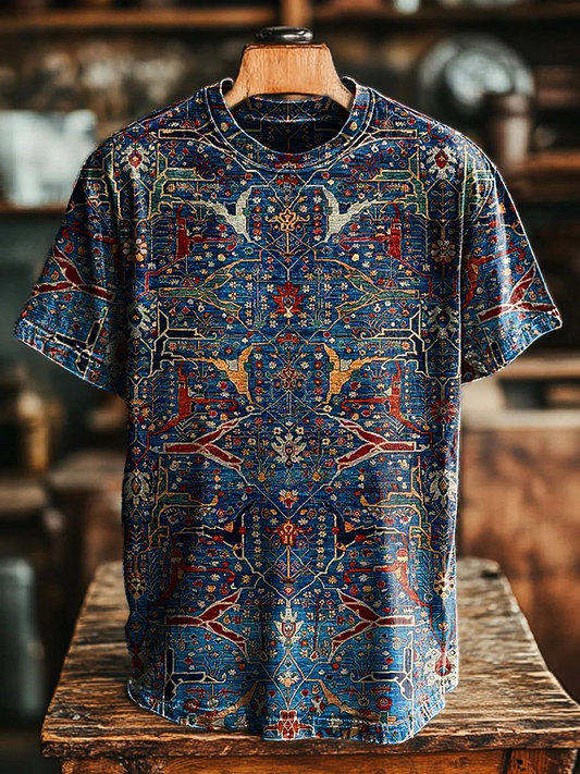 Unisex Vintage Ethnic Geometric Print Casual Tee