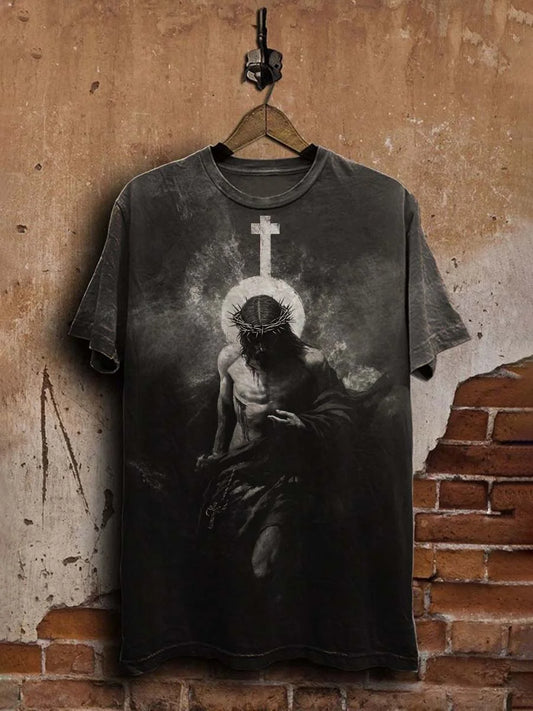 Unisex Religious Jesus Print Casual  Tee