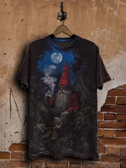 Unisex Dark Fantasy Gnome Elf Print Casual  Tee