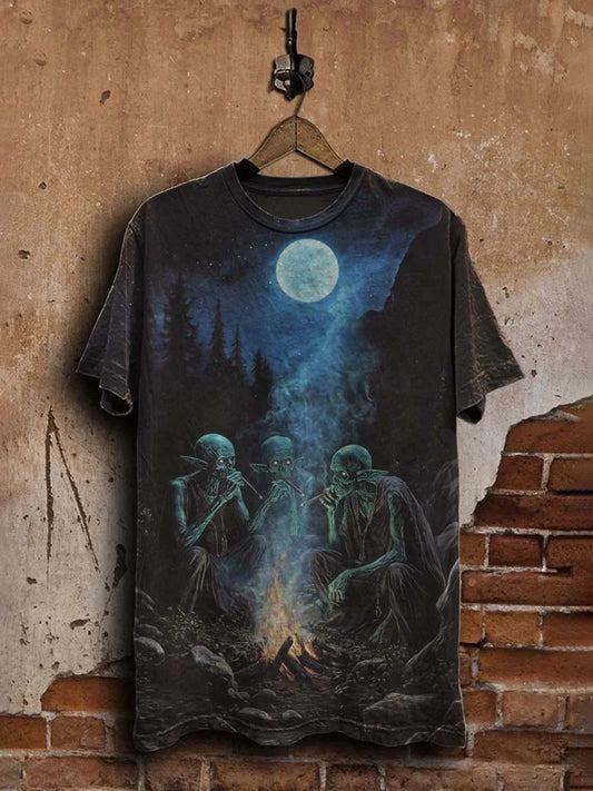 Unisex Dark Fantasy Elf Print Casual  Tee