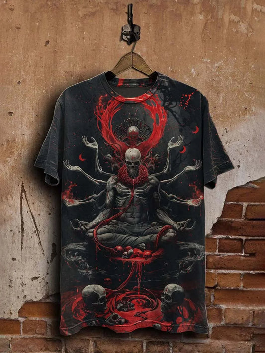 Unisex  Abstract Skull Art Print Casual  Tee