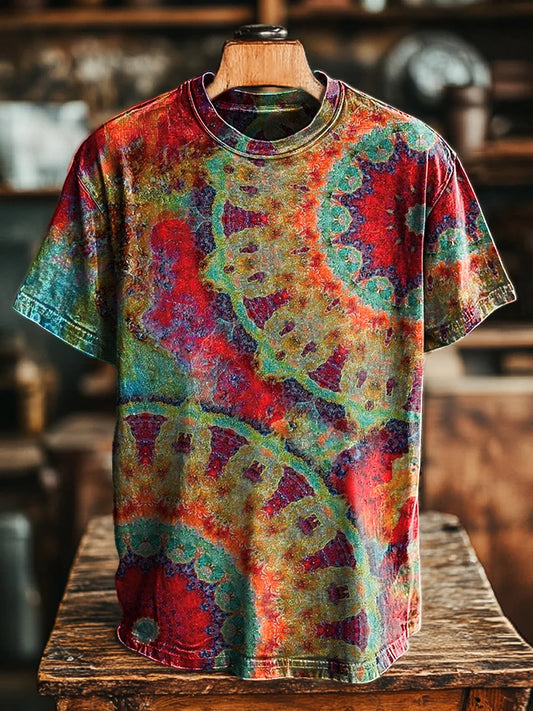 Unisex Vintage Mandala Print Casual Loose  Tee