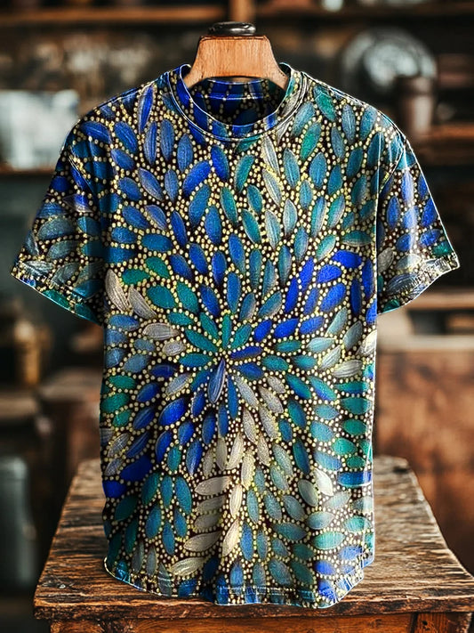 Unisex Vintage Abstract Geometric Color Print Casual Loose Tee