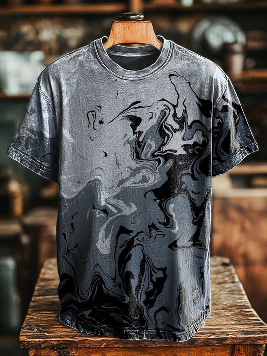 Unisex Vintage Abstract Flame Painting Print Casual Loose  Tee